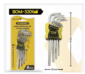 JOGO DE CHAVE TORX 9 PEÇAS BOM-3206