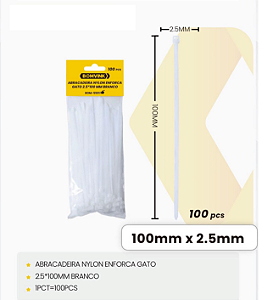 ABRACADEIRA NYLON ENFORCA GATO 2.5*100MM(PACOTE TEM 100PC)BOM-5502