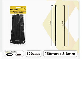 ABRACADEIRA NYLON ENFORCAGATO 3.6*150MM(PACOTE TEM 100PC)BOM-5505