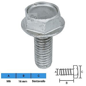 Parafuso Automotivo Sextavado M6 X 16mm