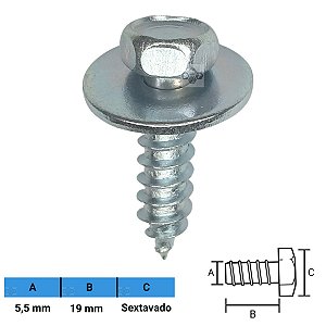 Parafuso Automotivo Sextavado 5,5 X 19mm