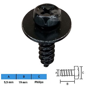 Parafuso Automotivo Philips 5,5 X 19mm