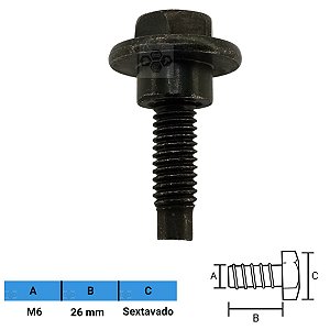 Parafuso Automotivo Sextavado M6 X 26mm