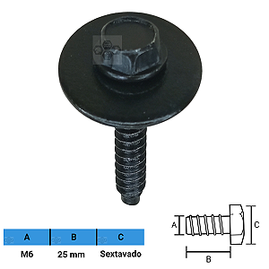 Parafuso Automotivo Sextavado M6 X 25mm