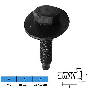 Parafuso Automotivo Sextavado M6 X 30mm