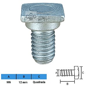 Parafuso Automotivo Quadrado M6 X 12mm