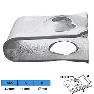 Porca Rápida Automotiva 4,9X11X17mm