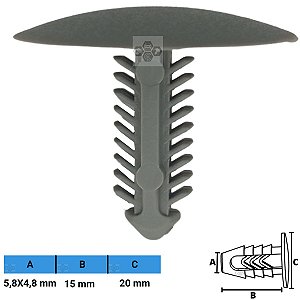 Grampo Presilha 5,8X4,8X15X20mm