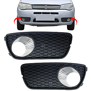 Par Moldura Grade Farol De Milha Para Fiat Siena 2004/2008