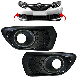 Par Moldura Grade Farol De Milha Para Renault Sandero 2015/2018