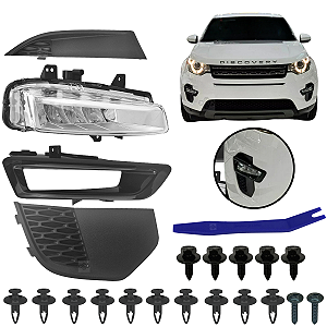 Kit Completo Farol Milha Com Grade e Moldura Discovery Sport 2014/2019 Cor Preta Lado Passageiro