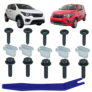 Kit 15 Grampo Presilha Console Central Para Fiat Mobi 2017/2024