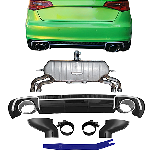 Spoiler Difusor Traseiro Parachoque A3 RS3 Sportback 2013/2016