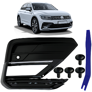 Grade Moldura Farol Milha Completo Tiguan R-line 2016/2021 Black Piano