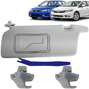 Kit Suporte Quebra Sol Com Espelho + Grampo Civic 2001/2007