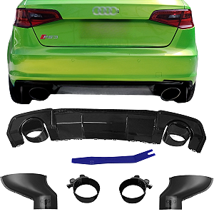 Spoiler Difusor do Parachoque Traseiro Para Audi A3 Sportback