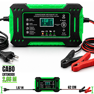 Carregador Automotivo De Bateria Moto Carro Caminhao Cabo 2m