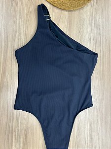 MAIÔ GRACIOSA UM OMBRO SÓ DRAPIADO NA COR PRETO COM ABERTURA NA ALTURA DO BUSTO | REF 627