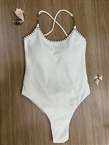 MAIÔ FRENTE ÚNICA CALÇA INTEIRA NA COR OFF COM ACESSÓRIO - 641