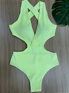 MAIÔ ENGANA MAMÃE NA COR AMARELO FIO DUPLO COM ALÇA FIXA TRANÇADO - 615