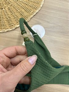 CALCINHA BIQUINI FITA FIO DUPLO NA COR VERDE COM ACESSÓRIO NA FITA | Ref 5091E