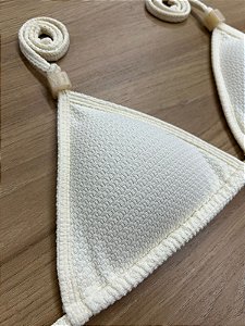 TOP BIQUINI CORTININHA COM ACESSÓRIO NA COR OFF | REF 4011A