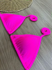 TOP BIQUINI CORTININHA NA COR PINK NEON | REF 404D