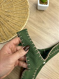 CALCINHA BIQUINI ASA DELTA FIO DUPLO NA COR VERDE COM DETALHE EM CROCHÊ MARROM | REF. 3073A