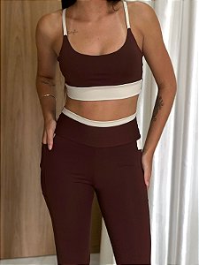 TOP ALÇA FITNES NA COR MARROM E OFF | REF 50047M