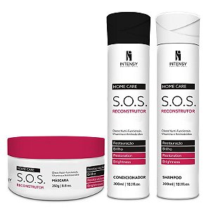 Kit Reconstrutor SOS Máscara + Condicionador e Shampoo Intensy