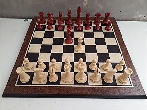 Conjunto de xadrez - Peças de xadrez de madeira maciça com compartimento de  base de flocagem dentro do tabuleiro para guardar cada peça (tamanho G
