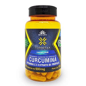 Turmerax Immune Cápsulas Orgânicas de Curcumina com Vitamina C e Extrato de Própolis (90cps de 600mg)