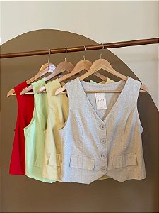 COLETE ALFAIATARIA LINHO (COM OPÇÕES DE CORES)