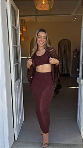 CONJUNTO LAUREN - CROPPED + SAIA ALONGADA (COM OPÇÕES DE CORES)