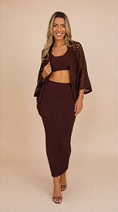 CONJUNTO LAUREN - CROPPED + SAIA ALONGADA (COM OPÇÕES DE CORES)