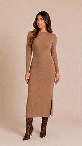 VESTIDO MIDI MODAL CANELADO (COM OPÇÕES DE CORES)