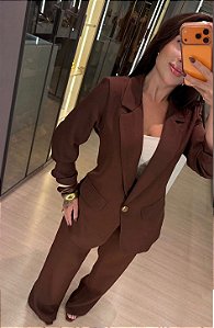 BLAZER ALONGADO MARROM