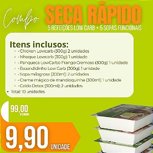 COMBO SECA RÁPIDO – Almoço e Jantar- 5 REFEIÇÕES E 5 CALDOS
