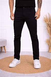 CALÇA ALFAIATARIA SARJA PRETA MASCULINA SKINNY- PREMIUM DENIM