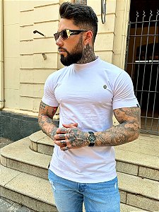 CAMISETA METAL BRASÃO-BRANCA-FB