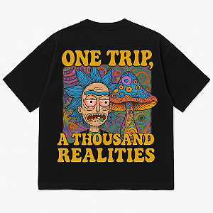 CAMISETA OVERSIZED PRETA PREMIUM  MUSHROOM REALITY