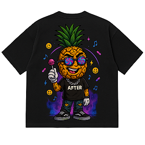 CAMISETA AFTER OVERSIZED PRETA ABACAXI VIBES