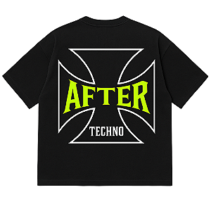 CAMISETA OVERSIZED PRETA TECHNO AFTER