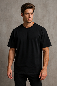 CAMISETA OVERSIZED LISA PRETA PREMIUM 230G-ALGODÃO BCI