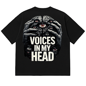 CAMISETA OVERSIZED PRETA VOICES IN MY HEAD