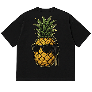 CAMISETA ABACAXI OVERSIZED RAVE FESTA PRETA FONE