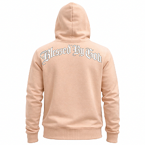 MOLETOM CANGURU BEGE BLESSED BY GOD UNISSEX AFTER