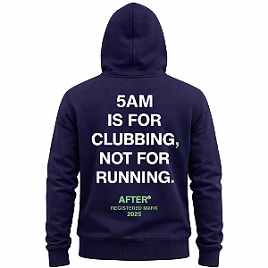 MOLETOM CANGURU AZUL MARINHO UNISSEX AFTER 5AM IS FOR CLUBBING COM CAPUZ BOLSO FRONTAL