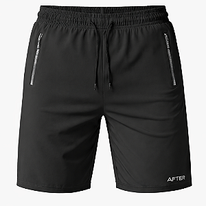 SHORTS MASCULINO PRETO POLIAMIDA AFTER COM ELASTANO E BOLSOS COM ZÍPER TREINO ACADEMIA