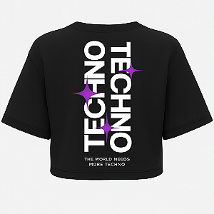 CROPPED OVERSIZED PRETO TECHNO RAVE